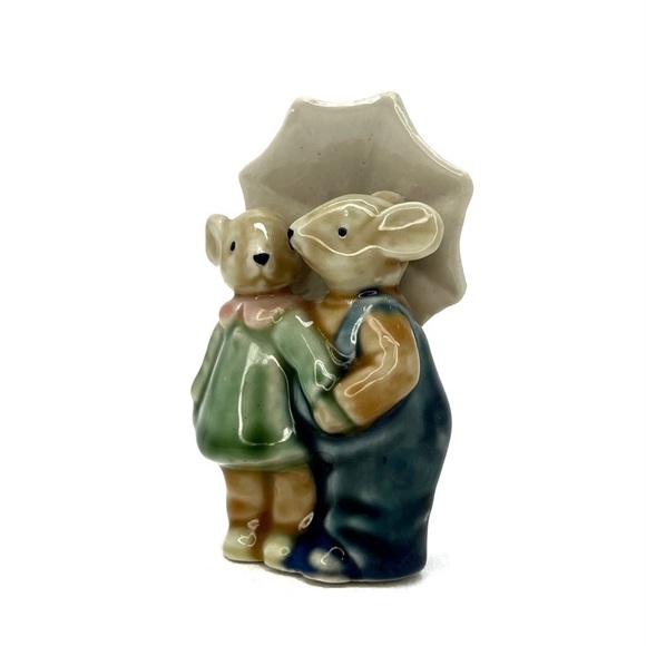 Vintage Albert Kessler Co. Mice Couple Porcelain Figurine Mouse Umbrella Vtg EUC - Picture 2 of 9